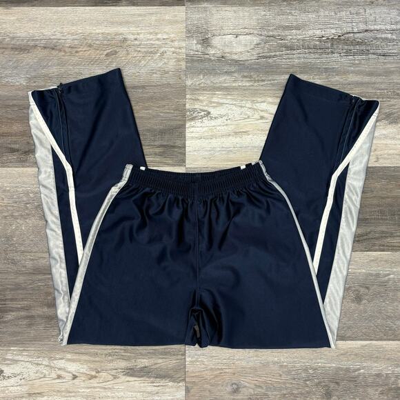 Vintage Y2k Nike Dri-Fit Navy Blue Gray Stripe Womens L Swoosh‎ Track Pants - Picture 1 of 13